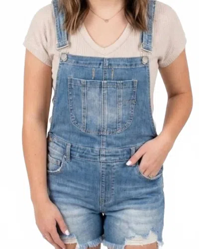 Risen Lena Distressed Denim Overalls In Blue