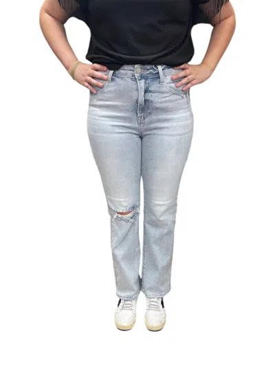 Risen Light Hr Crop Flare Jeans In Light Wash In Blue