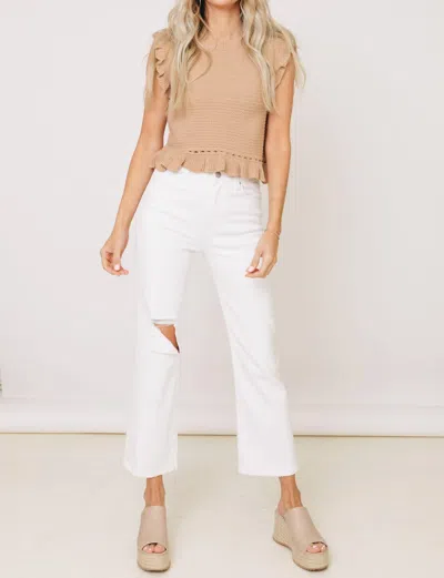 Risen Lightening Relaxed Distressed Jeans In White