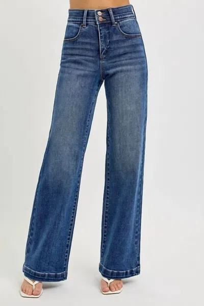 Risen Lillian Tummy Control High Rise Bootcut Jeans In Blue In Multi