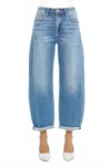 Risen Lily High Rise Barrel Rolled Jeans In Blue In Blue