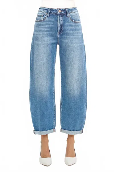 Risen Lily High Rise Barrel Rolled Jeans In Blue