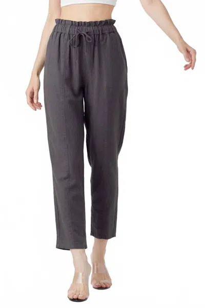 Risen Linen Ankle Pants In Charcoal In Gray