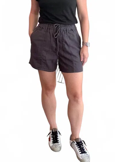 Risen Linen Pull On Shorts In Dark Gray In Grey