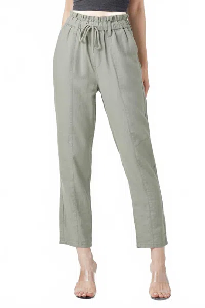 Risen Linen Straight Leg Pants In Sage Green