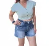 Risen Lola High Rise Shorts In Medium Wash In Blue
