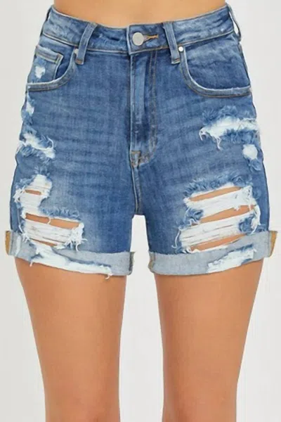 Risen Mabel Distressed Super High Rise Shorts In Denim