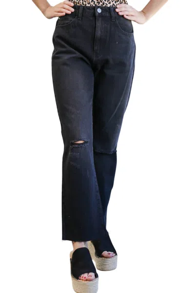 Risen Marlo High Waist Ankle Jeans In Black In Blue