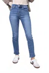 Risen Medium Wash Mid Rise Straight Leg Jean In Blue In Blue