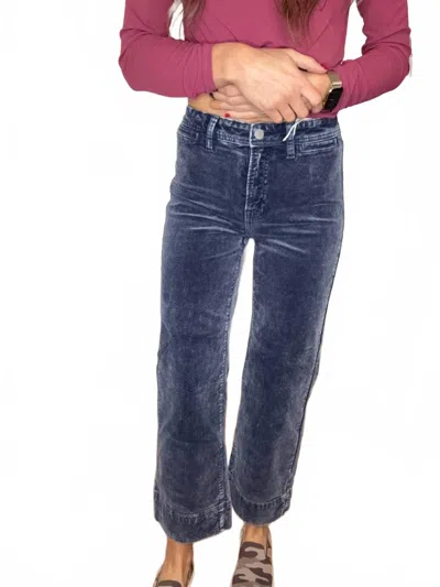 Risen Mel Crop Straight Leg Corduroy Pants In Blue Moon