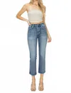Risen Mia High Rise Crop Straight Jeans In Medium In Blue