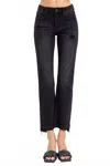 Risen Mid Rise Ankle Straight Leg Jeans In Black In Black