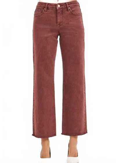 Risen Mid Rise Ankle Wide Leg Pants In Lurex Chocolate In Pink