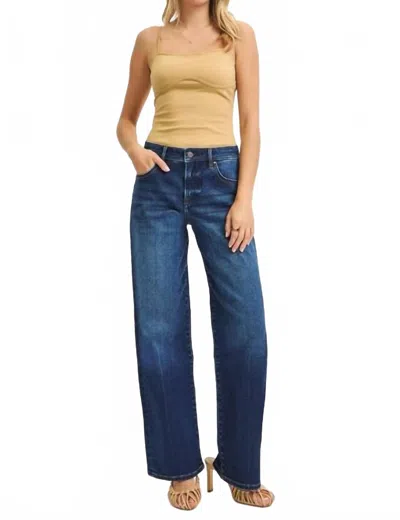 Risen Mid Rise Baggy Jeans In Dark Blue