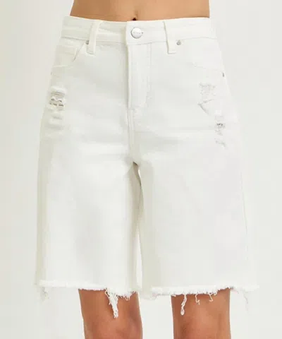 Risen Mid Rise Bermuda Shorts In White Denim