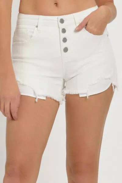 Risen Mid-rise Button Down Shorts In White