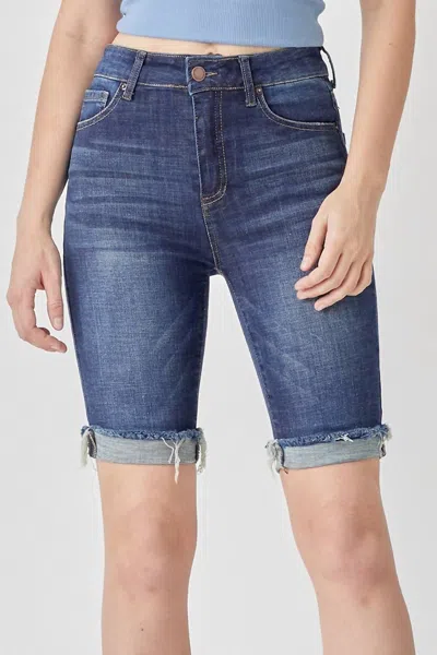 Risen Mid Rise Clean Cuffed Shorts In Blue