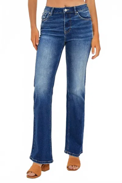 Risen Mid Rise Relaxed Bootcut Jeans - Plus In Dark Wash In Blue