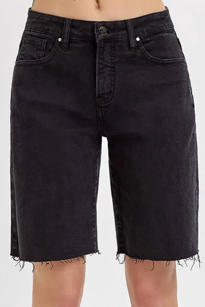Risen Mid Rise Relaxed Fit Bermuda Shorts - Plus In Black In Blue