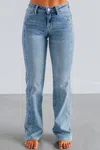 Risen High Rise Ankle Wide Button Down Front Patch Pocket Cuff Jean In Denim