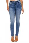 Risen Mid Rise Skinny Jeans In Denim Blue In Blue