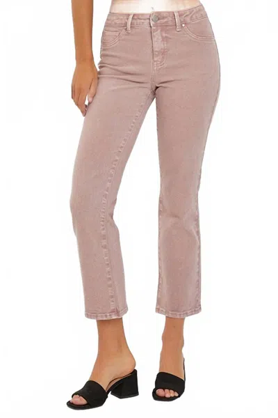 Risen Mid Rise Slight Crop Pants In Mauve In Pink