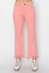 Risen Mid Rise Straight Hem Pants In Flamingo In Pink
