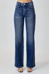 Risen Blow My Mind High-rise Straight Leg Denim Jeans In Dark Wash In Blue