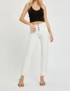 Risen Mid-rise Tummy Control Tapered Pants In White In White