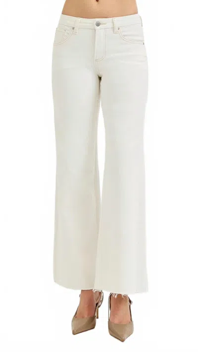 Risen Mid Rise Tummy Control Wide Leg Jeans In Cream In White