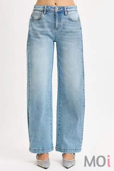 Risen Mid Rise Wide With Transferable Leg Snap Jeans In Blue