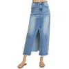 Risen Midi-maxi Denim Skirt In Medium Wash In Multi