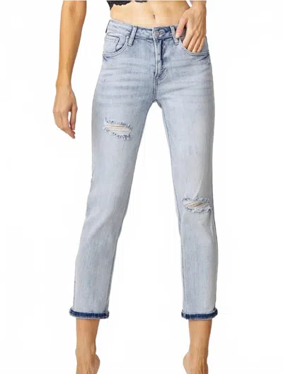 Risen Mid-rise Relaxed Fit Jeans In Light Wash In Blue
