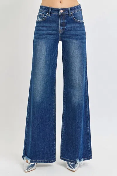Risen Midrise Wide Leg Jeans In Medium Blue
