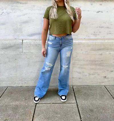 Risen Miramar High Rise Wide Leg Jeans In Blue