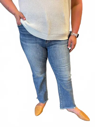 Risen Mollie Raw Hem Straight Leg Jean - Plus In Light Wash In Blue