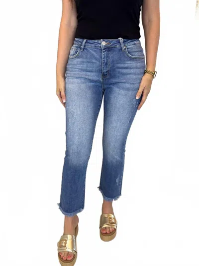 Risen Mollie Raw Hem Straight Leg Jean In Light Wash In Blue