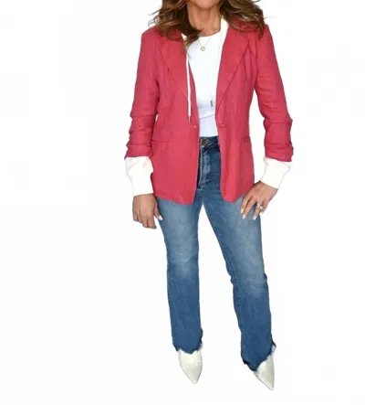 Risen Momentum Linen Blazer In Brick In Red