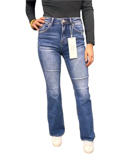 Risen Mr Skinny Bootcut Jeans In Medium Wash In Multi
