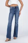 Risen Blow My Mind High-rise Straight Leg Denim Jeans In Dark Wash In Blue
