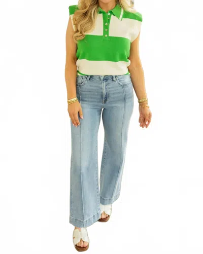RISEN NANCY HIGH RISE WIDE LEG CROPPED JEAN IN BLUE