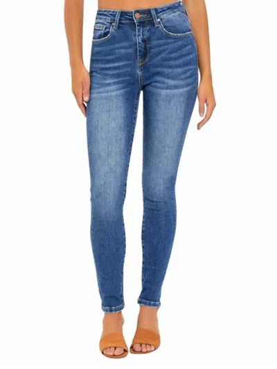 Risen Never Alone High Rise Ankle Skinny Jeans In Dark Wash In Blue