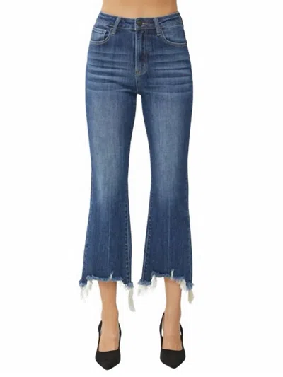 Risen No Satisfaction Ankle Flare Jeans In Dark Wash In Blue