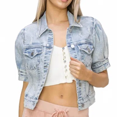 Risen Ollie Cropped Shirt Jacket In Light Acid Wash
