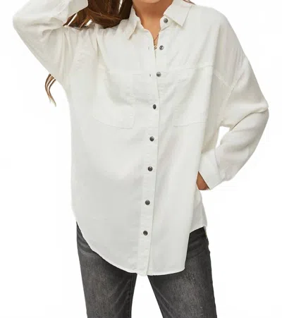 Risen Oversized Button Up Tencel Shirt In Cream In White