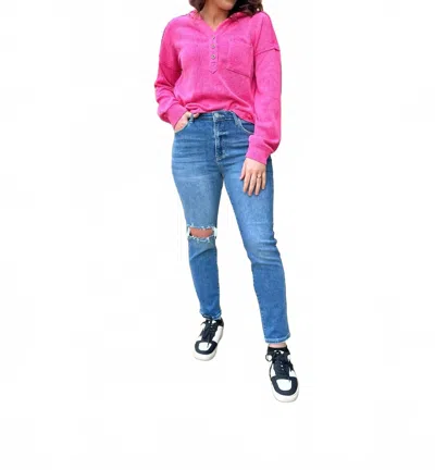 Risen Paisley High Rise Distressed Slim Skinny Jeans In Blue