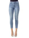 Risen Button Fly Relaxed Fit Skinny Jeans In Medium Wash In Blue