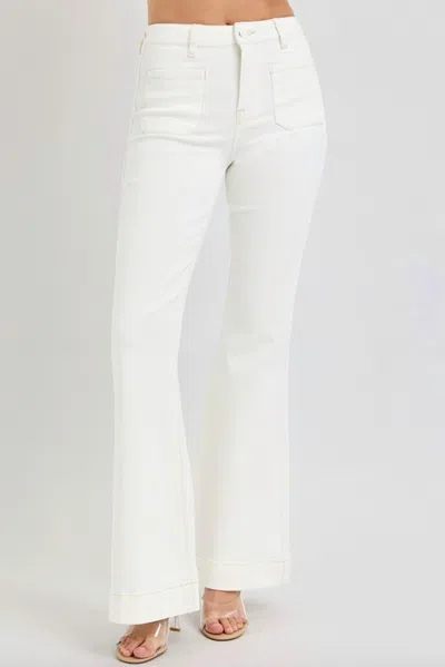 Risen Patch Pocket Flare Jeans In Cream