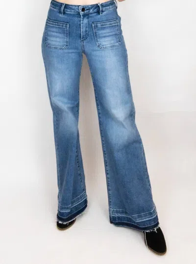 Risen Patch Pocket High Rise Wide Leg In Blue