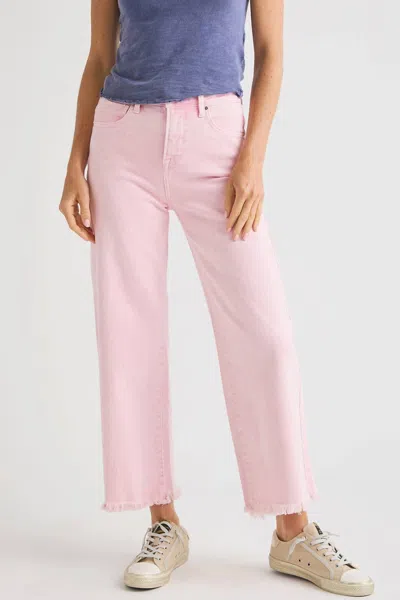 Risen Piper High Rise Wide Leg Cropped Jeans In Acid Pink